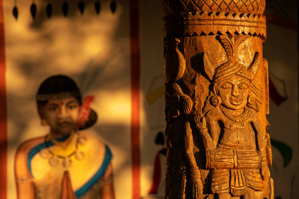 6th December, 2023, Chitrakote falls, Jagdalpur, India: Beautiful work of art on wooden surface.