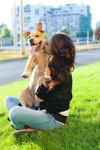 istock with dog in the city 187139342