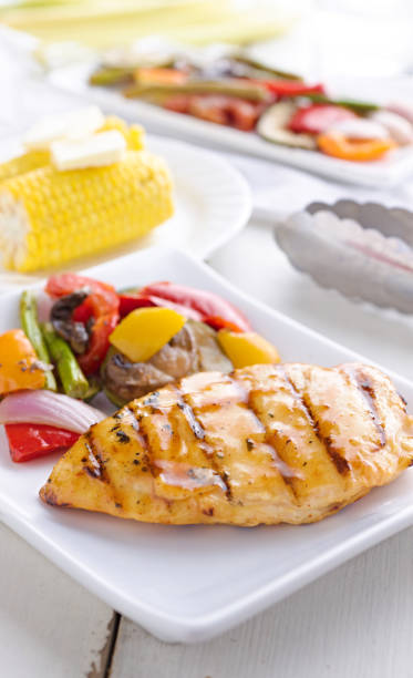 istock summertime barbecue chicken with vegetables. 187140098