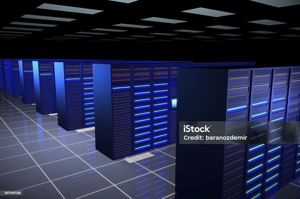 Network servers in datacenter Network servers in datacenter  Backup Stock Photo