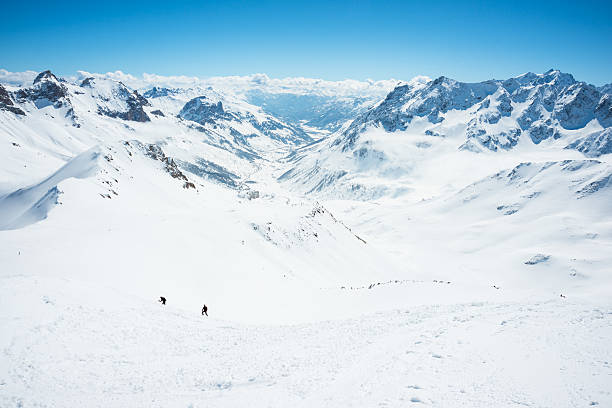 High mountain landscape with sun in the French Alps 