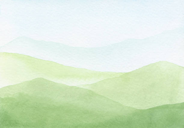 istock A summer landscape with panoramic views of green hills and fields is hand-drawn. 1871420809
