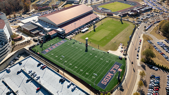 Oxford, MS - November 28, 2023: The University of Mississippi Football Practice field and facility