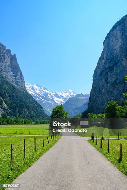 Ländliche Straße Durch Betriebe Zwischen Cliffs Stockfoto und mehr Bilder von Agrarbetrieb - Agrarbetrieb, Agrarland, Alpen