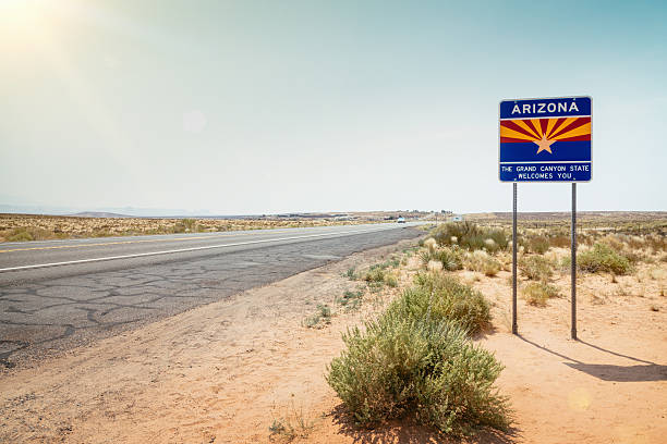 istock Entering Arizona Road Sign,USA 187142389