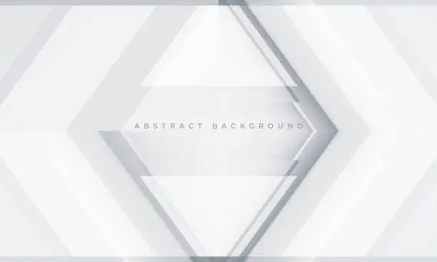 Vector illustration of White and gray abstract technology background with 3D geometric rhombus frame.