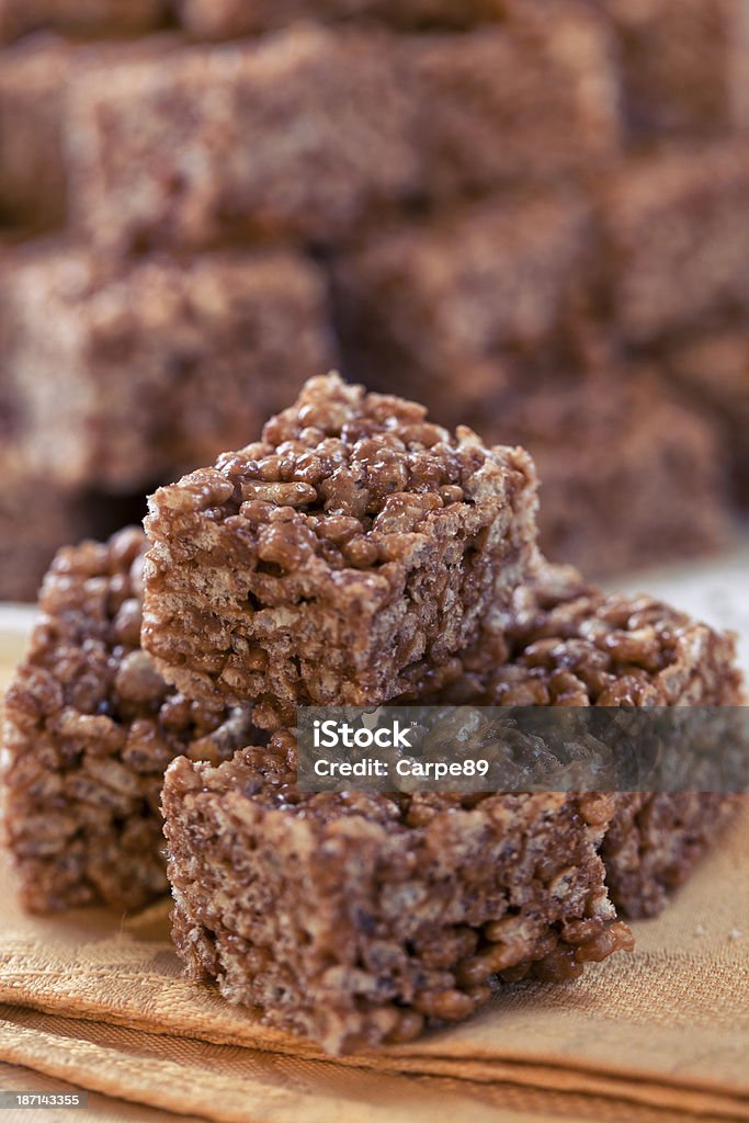 Rice cake with chocolate and caramel Baked Stock Photo