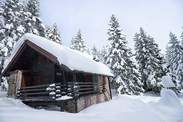 istock Idyllic wooden house in winter 187145899