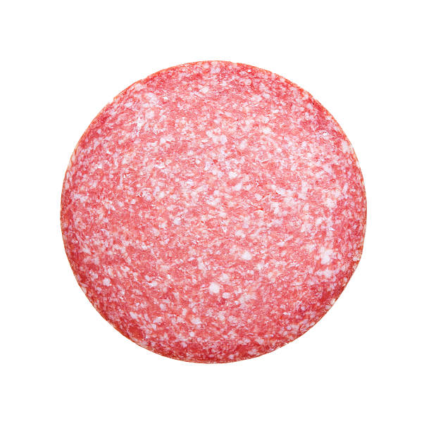 istock A slice of salami on a white background 187145977