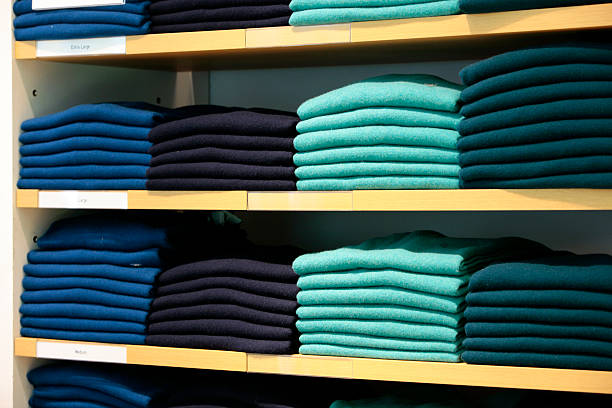 istock Colorful cashmere sweaters in clothing store. 187146121