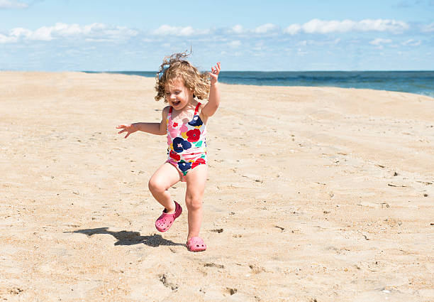 istock Little Girl Dancing On Beach 187146131