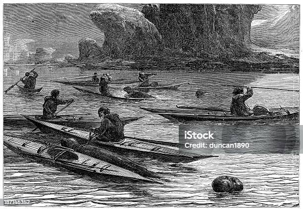 Eskimo Seal Hunting Stock Illustration - Download Image Now - Inuit, Kayak, Kayaking