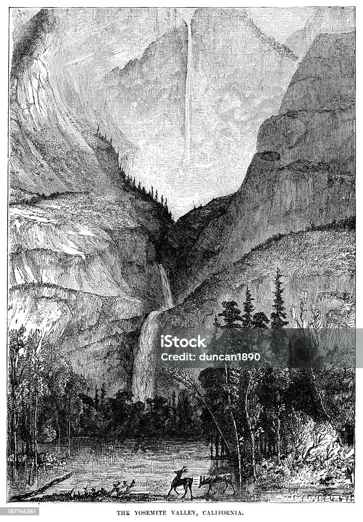 Долина Йосемити, Калифорния - Стоковые иллюстрации Национальный парк роялти-фри
