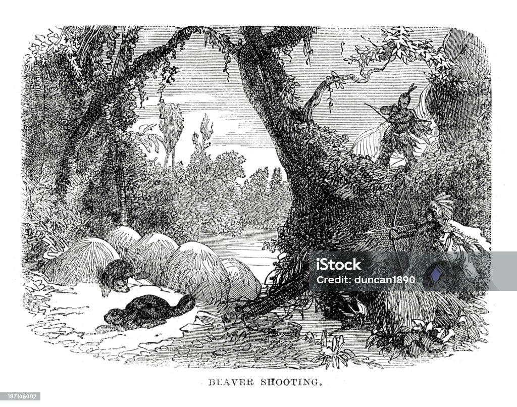 Native American Бивер охота - Стоковые иллюстрации Бобр роялти-фри