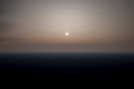 Landscape of a foggy uninhabited mysterious planet.