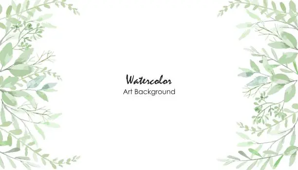 Vector illustration of Watercolor leaves green frame