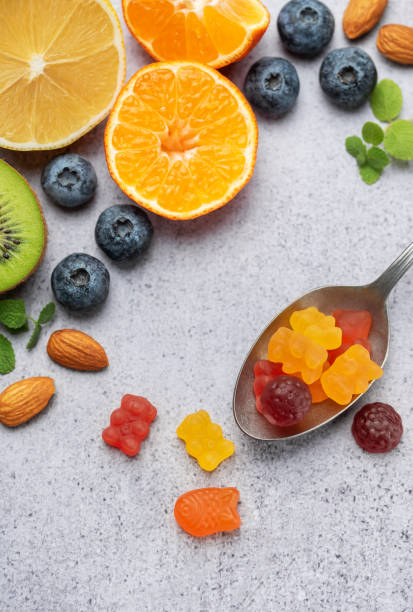 istock Chewable gummy vitamins and fruits 1871470320