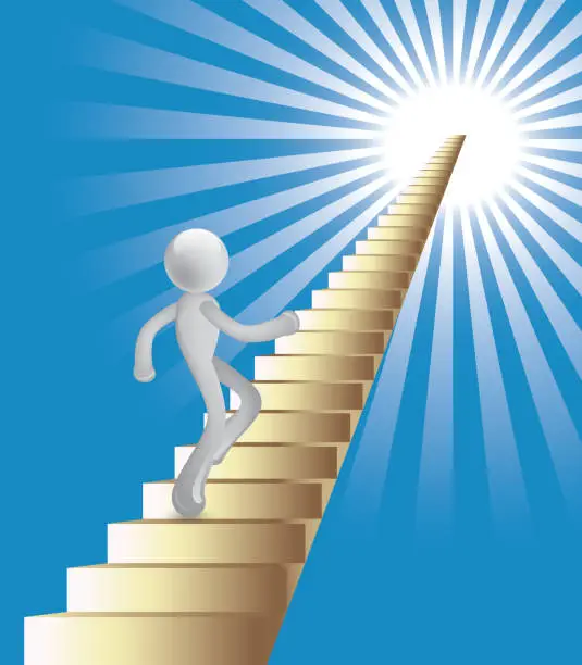 Vector illustration of climbing to success