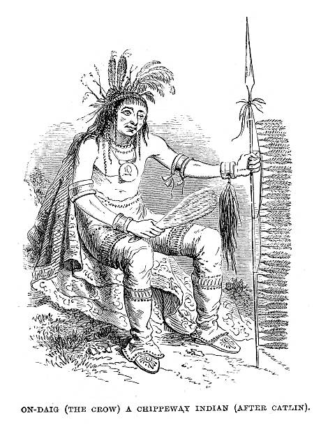 ilustraciones, imágenes clip art, dibujos animados e iconos de stock de chippeway nativo americano - chippeway