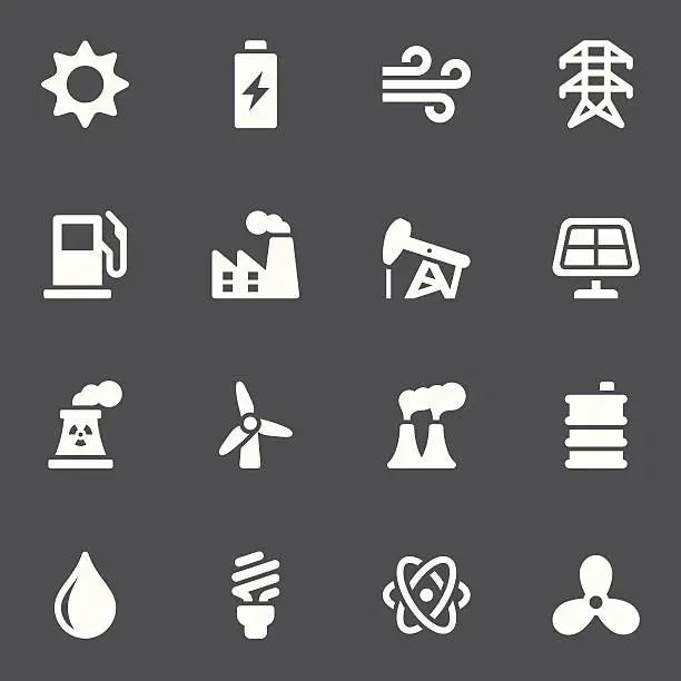 Vector illustration of Energy and Industry Icons - White Series