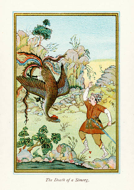 смерть simurgh - iran stock illustrations