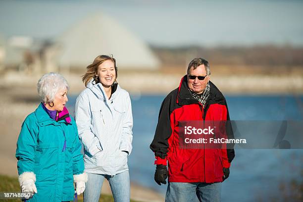 Grandparents And Adult Grandchild Stock Photo - Download Image Now - 20-29 Years, 70-79 Years, Active Lifestyle