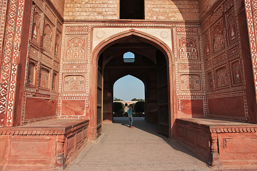 Lahore, Pakistan - 27 Mar 2021: Tomb of Jahangir close Lahore, Punjab province, Pakistan