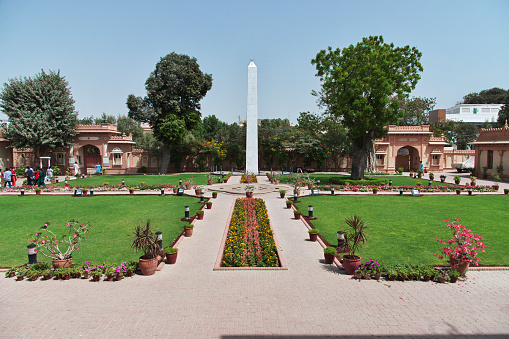 Karachi, Pakistan -21 Mar 2021: The garden of Mohatta Palace Museum in Karachi, Pakistan