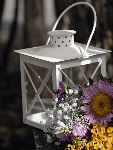 istock Valentines day card. Lantern with flower. Wedding invitation. 187150254