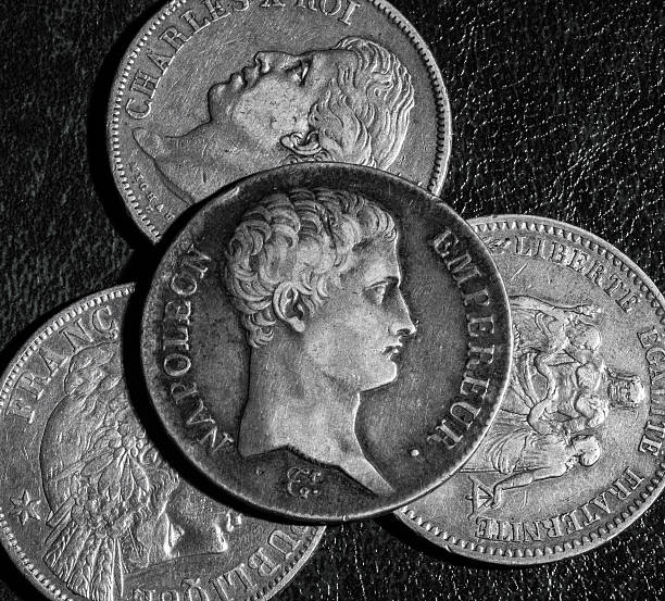 francia francos napoleon - french silver coin fotografías e imágenes de stock