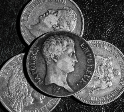 5 silver francs with Napoleon Empereur