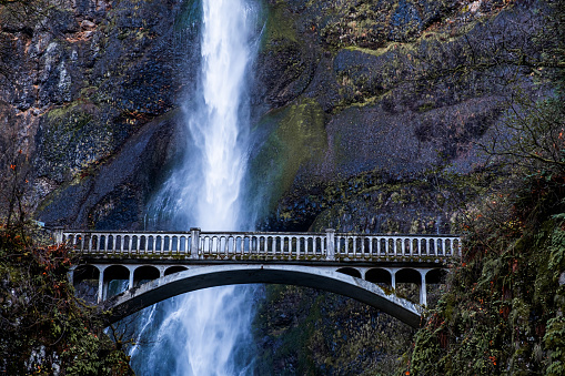 Waterfall in the Columbia River Gorge in Hood River, Oregon, United States