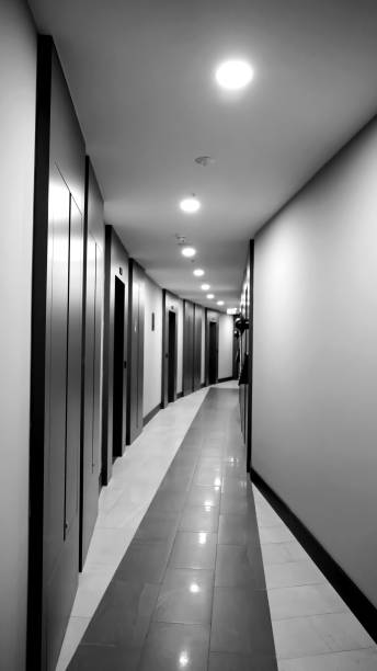 istock Modern interior design of a corridor in residence black and white 1871516440