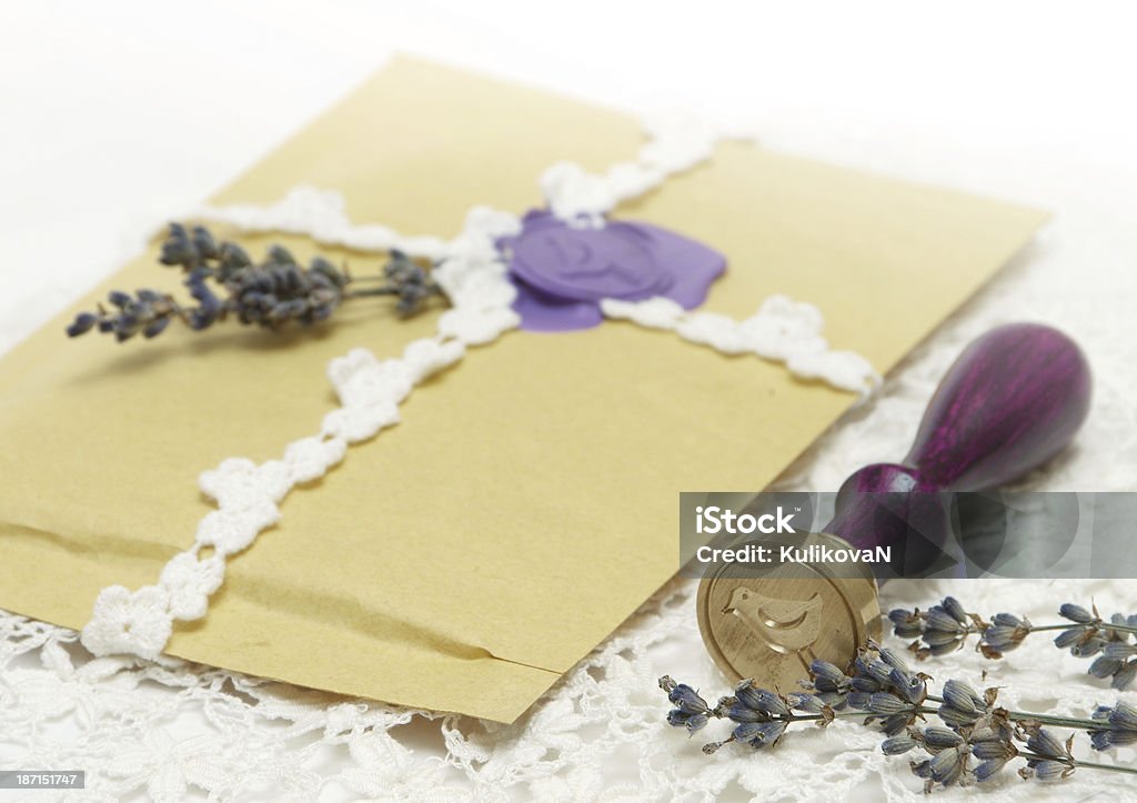 Selo de cera com carta - Foto de stock de Convite de Casamento royalty-free