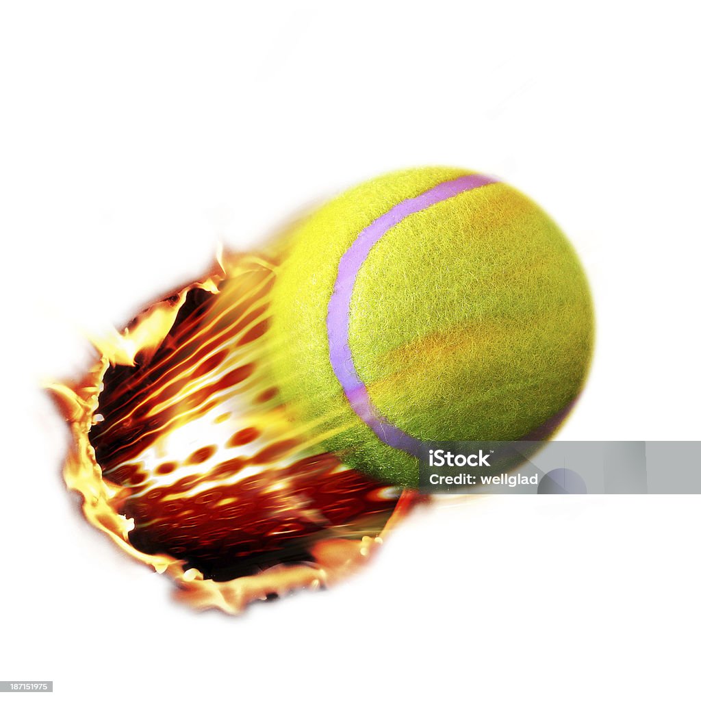 Palla da tennis fiamme - Foto stock royalty-free di Fiamma