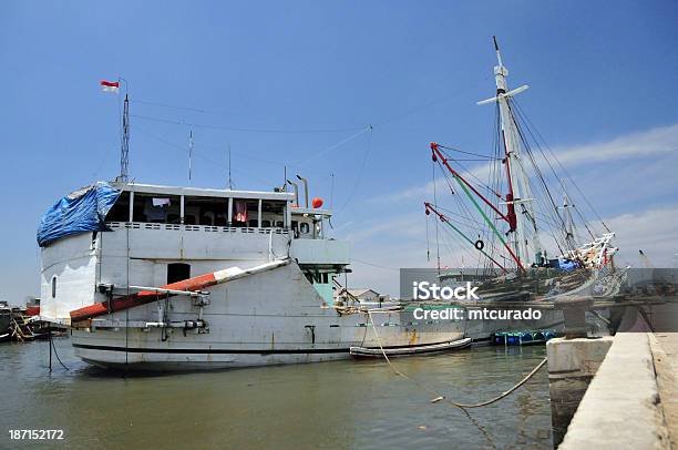 Jakarta Java Indonesia Motorised Pinisi Ship Stock Photo - Download Image Now - Asia, Asian Culture, Beach