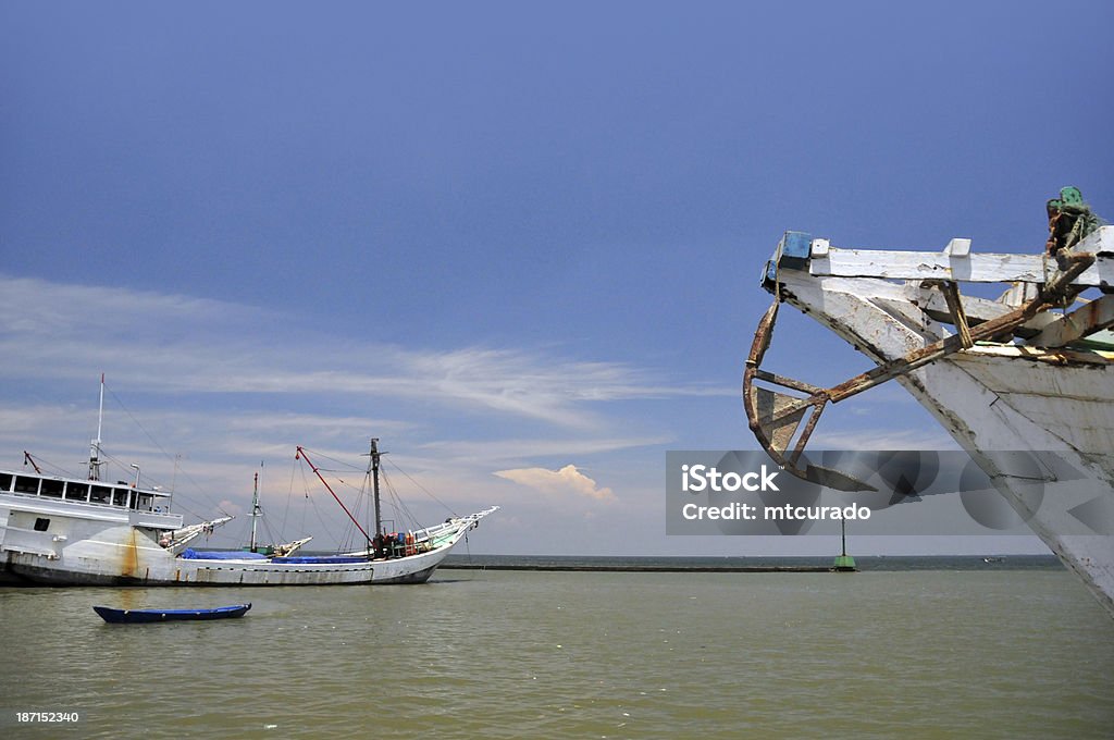 Jakarta, Java, Indonesia: pinisi ships at Sunda Kelapa harbor Jakarta, Java, Indonesia: pinisi ships at Sunda Kelapa harbor - bow with anchor - photo by M.Torres Harbor Stock Photo