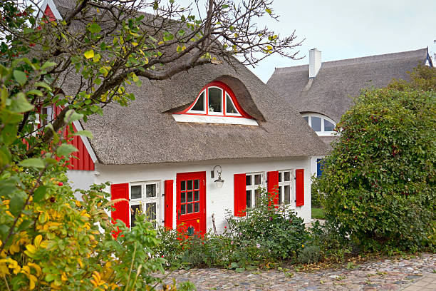 Ahrenshoop, Germany - March 26, 2018: Farm in the dunes of the Baltic Sea.