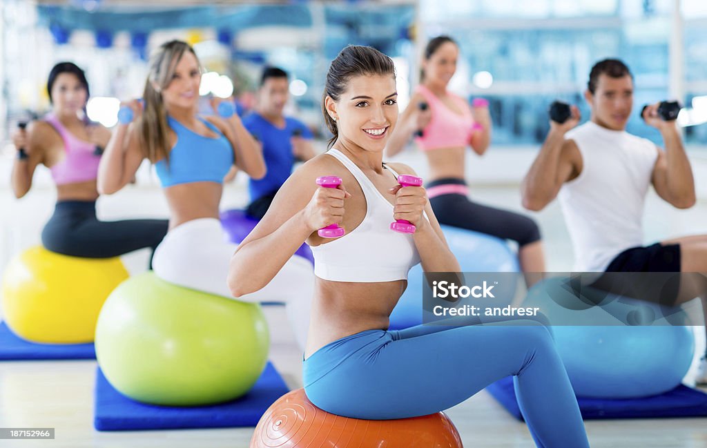 Amigos fazendo Pilates - Royalty-free Adulto Foto de stock