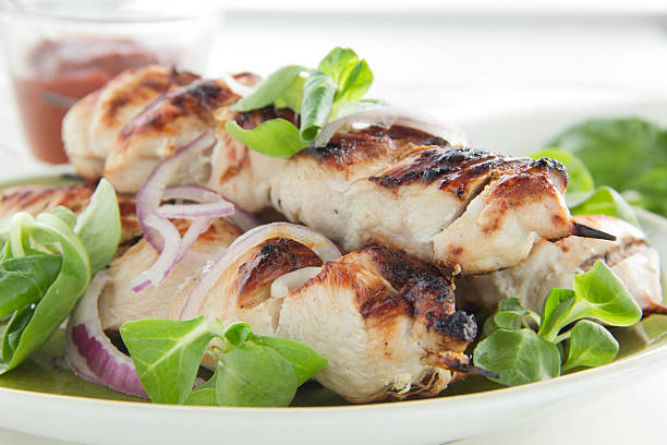 istock Chicken shish kebab on skewers. 187153409