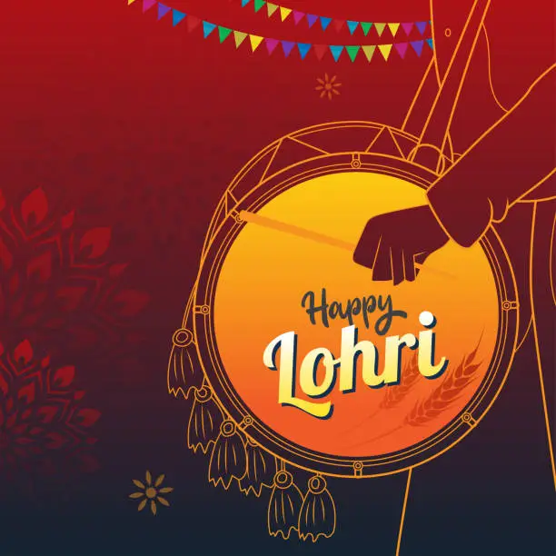 Vector illustration of Happy Lohri Greeting Background