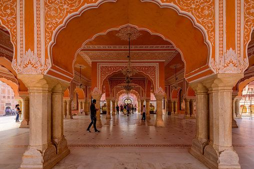 Jaipur, Rajasthan, India November 17, 2017: Visitors seen at the City Palace of Jaipur