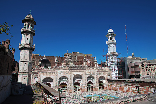 Peshawar, Pakistan - 31 Mar 2021: Mahabat Khan Mosque in Peshawar, Pakistan