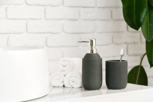 istock Soap dispenser container n the bathroom close up 1871571390