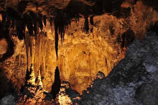 Carlsbad Caverns, Eddy County, New Mexico, USA: speleothems dissolved out of limestone by acidic water  - photo by M.Torres