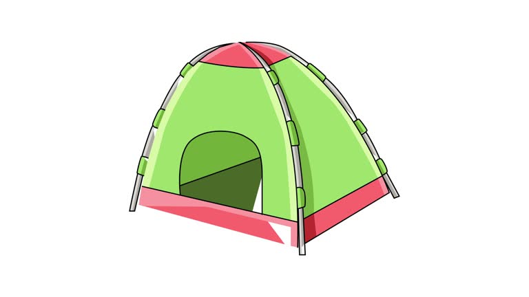 Animation forms a camping tent icon