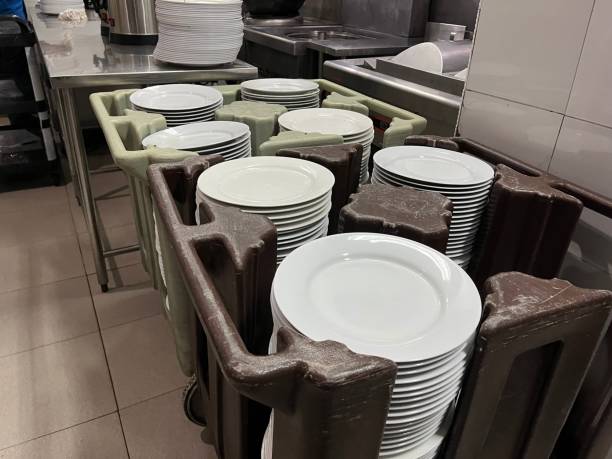 istock Clean white dish plate on restaurant or hotel kitchen 1871619165