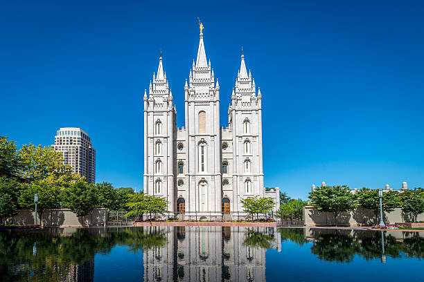 Salt Lake City LDS Temple The Salt Lake City, Utah Temple. The icon of The Church of Jesus Christ of Latter-day Saints - LDS Temple. Salt Lake City, Utah, USA. mormonism stock pictures, royalty-free photos & images
