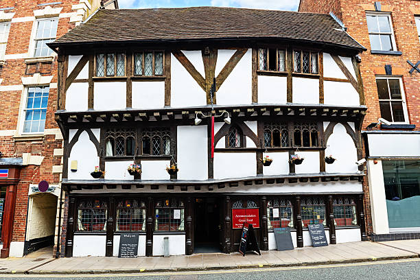 BRISTOL, UNITED KINGDOM - JUNE 3,2014: The seventeenth century Llandoger Trow in Bristol, England. It is the Admiral Benbow in Treasure Island by Stevenson, whose popularity has recently soared