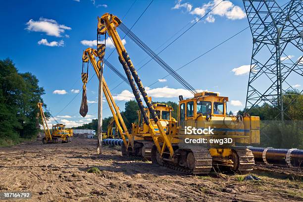 Construction Of A Gas Pipeline Stock Photo - Download Image Now - Construction Site, Machinery, Construction Industry